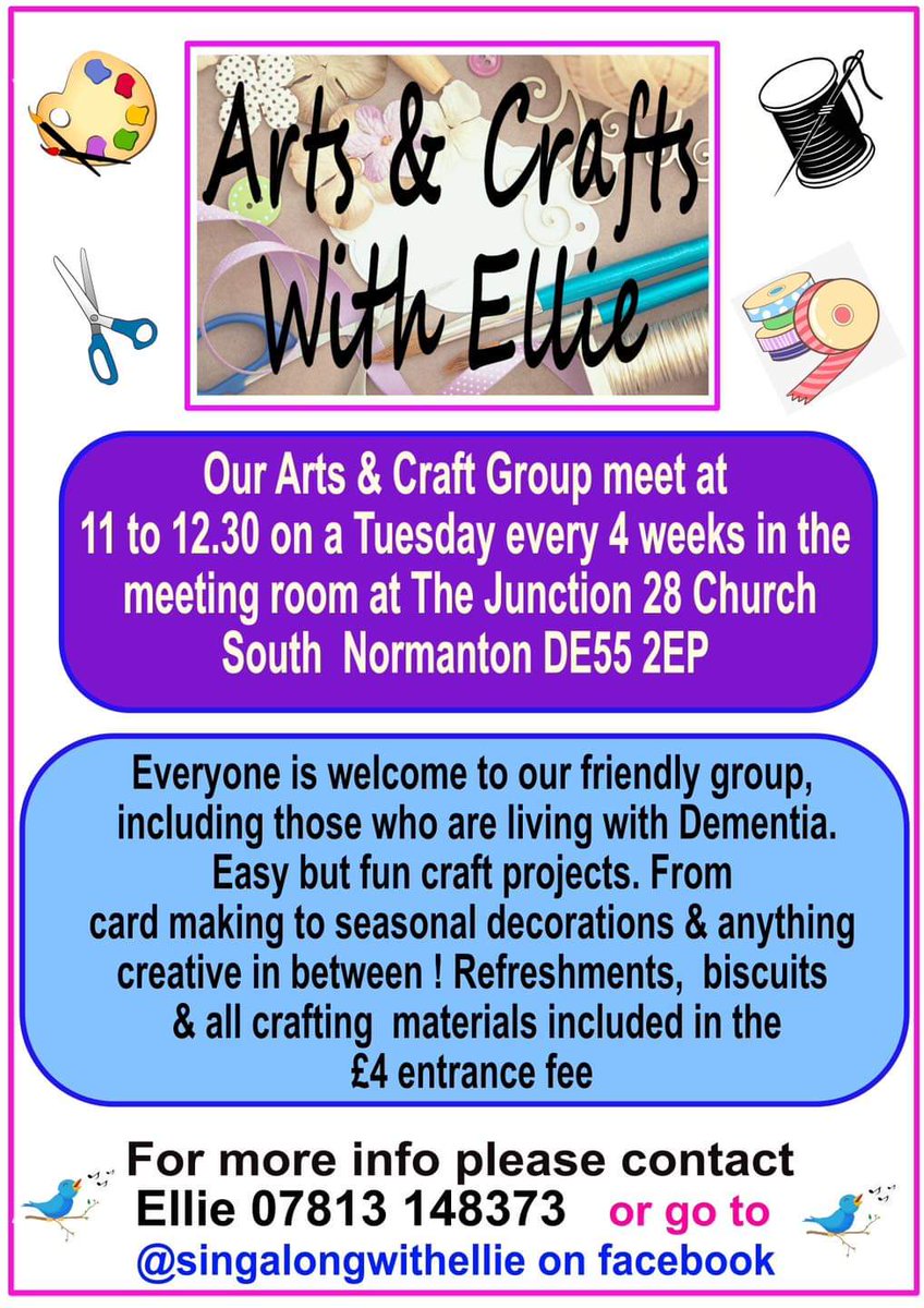 Some great fun opportunities here in #SouthNormanton for those with brain conditions interested in #art and #singing