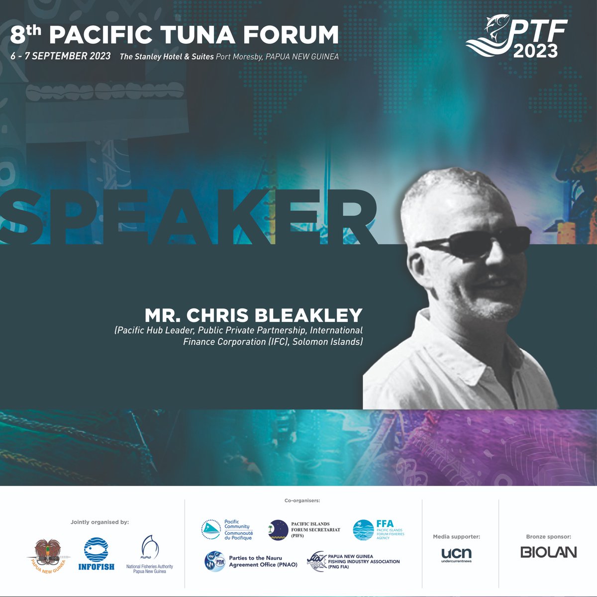 myinfofish's tweet photo. We are happy to introduce Mr. Chris Bleakley (Pacific Hub Leader, Public Private Partnership, International Finance Corporation(IFC), Solomon Islands).
Don't miss this opportunity! REGISTER NOW at https://t.co/ErxL8nyeIr.
#InfoFish
#tuna
#PTF2023
#PacificTunaForum https://t.co/sm8FlWtUdm