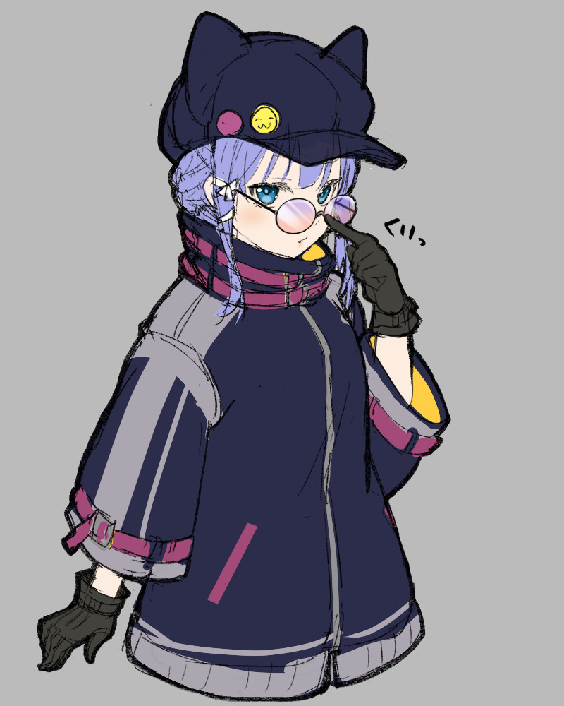 1girl hat solo gloves blue eyes black gloves jacket  illustration images