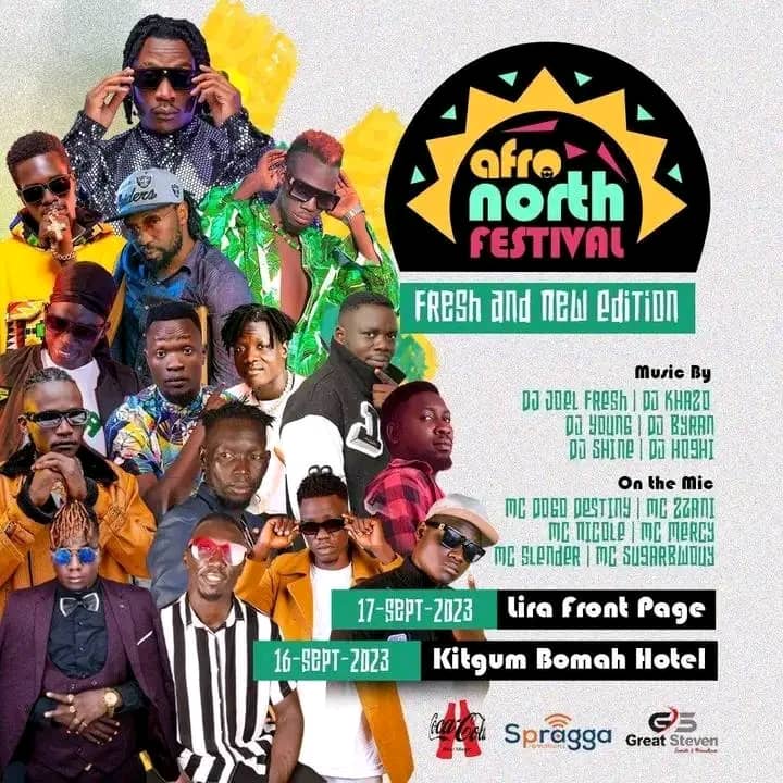 Lira And Kitgum are you readddyyy...

Let's all turn up for #AfroNorthFestival  with Mr. King Kong.......starting with Kitgum on the 16 Sept at #BomahHotel and on the 17 Sept at #FrontPage Lounge Lira
Come we party
@GreatSteve34915 
#AfroNorthFestival