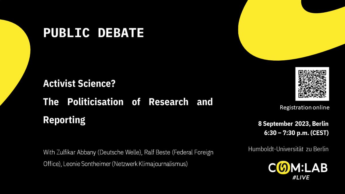 AvHStiftung's tweet image. #ResearchComLab goes live! On 8 September, we will discuss the influence of #politics in #science and #media with fantastic panelists. 

Register now and join the conversation!
👉 eventbrite.com/e/activist-sci…