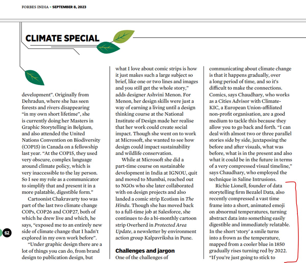 bezaleldata's tweet photo. Thank you @ForbesIndia  for featuring Bezalel Data 's work 😊

@MBathija3 writes "Can graphic novels and cartoons raise awareness about climate change? These artists are leading the way" 

Read the article at https://t.co/99wC3yrndJ
#climate #communication @richielionell https://t.co/QjNIaaMyqD