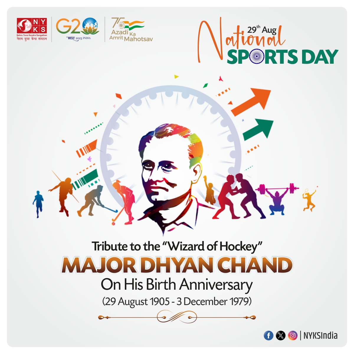 Tributes to hockey wizard #MajorDhyanChand on his birth anniversary, also celebrated as #NationalSportsDay. His contributions to the field of hockey, unwavering dedication to sports and his lasting legacy will continue to inspire millions of sportspersons.

#SportsDay #NYKSIndia