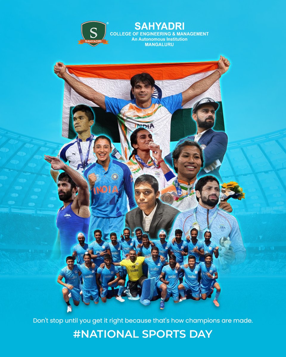 sahyadri_campus's tweet photo. Happy National Sports Day! At Sahyadri, we believe in the transformative power of sports to inspire, empower, and unite. Let's celebrate the champions within us.
#NationalSportsDay #sportsday #sports #empoweringyoungminds #successfulfuture #businessschool #sahyadri https://t.co/e1VLa8uXKp