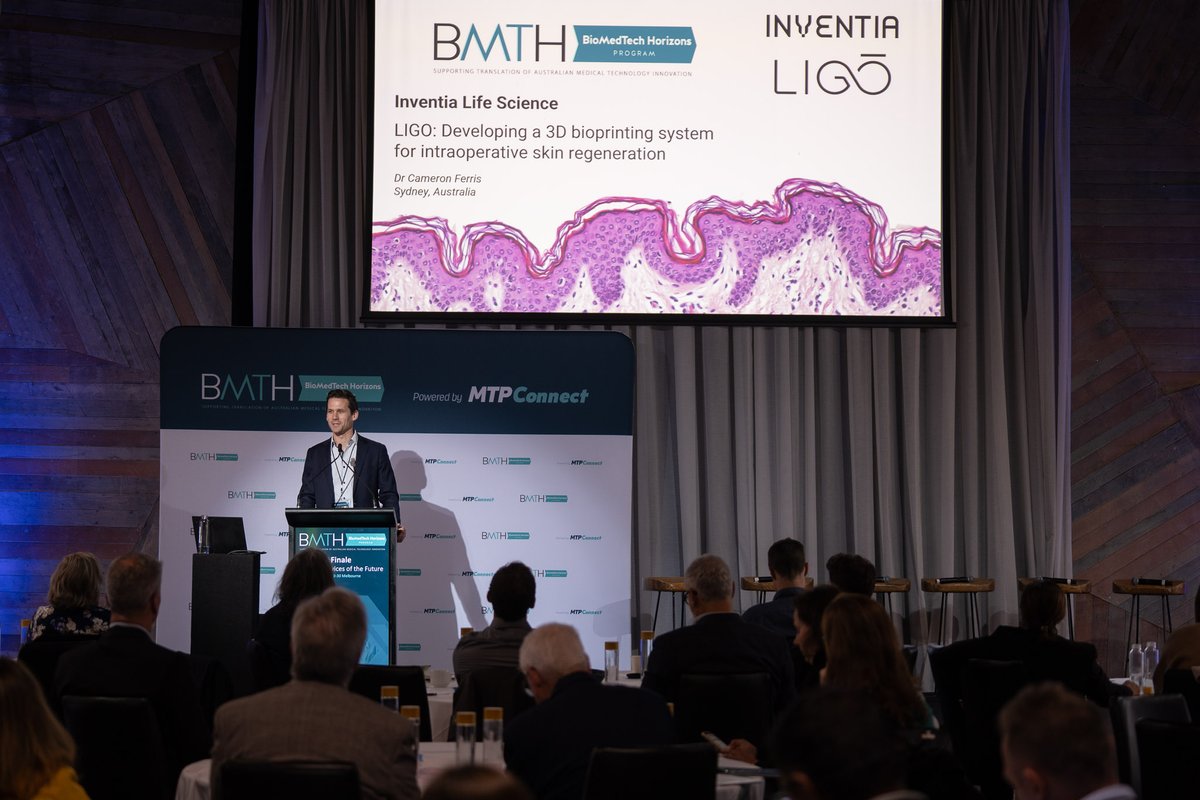 Great to hear how <a href="/InventiaSkin/">Inventia Skin</a>'s skin printing robot, Ligō, which is revolutionising wound repair, was developed with the support of BMTH funding. #BMTHFinale. Read more▶️bit.ly/3Pefmkq