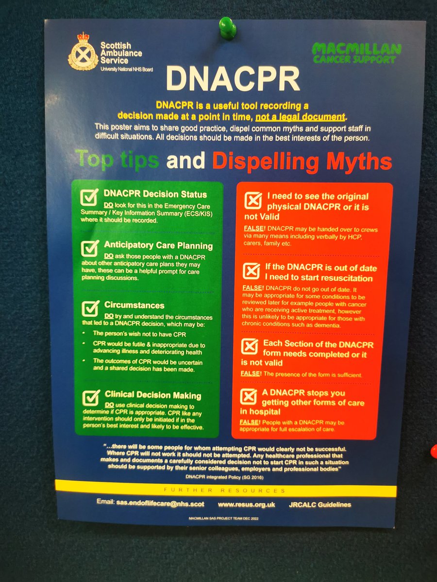 ParaAndy90's tweet image. Love seeing posters to increase our knowledge in DNACPR documentation. Such an important topic which we should all be familiar with.
@Scotambservice
@macmillancancer