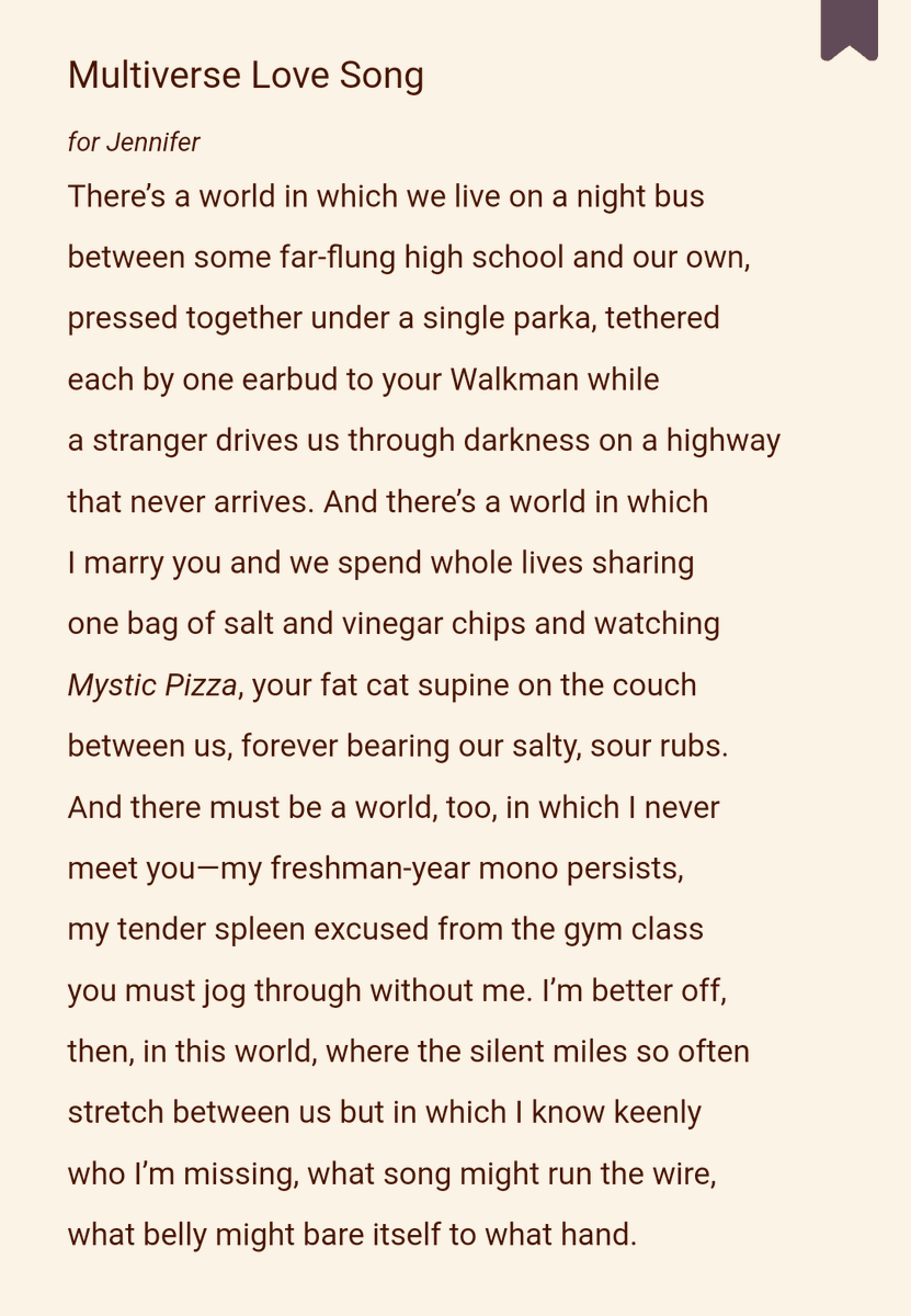 daniellekweeks's tweet photo. "There's a world in which we live on a night bus 
between some far-flung high school and our own, 
pressed together under a single parka, tethered 
each by one earbud to your Walkman"

–"Multiverse Love Song" by Melissa Crowe, from Lo (@UIowaPress 2023)

#TheSealeyChallenge https://t.co/9WxmVkfGlc