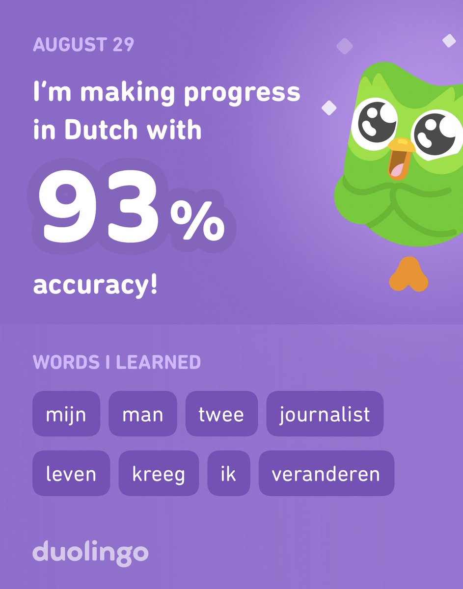 gisellemakhan's tweet photo. I’m learning Dutch on Duolingo! It’s free, fun, and effective. https://t.co/RNoe6ueZ1d