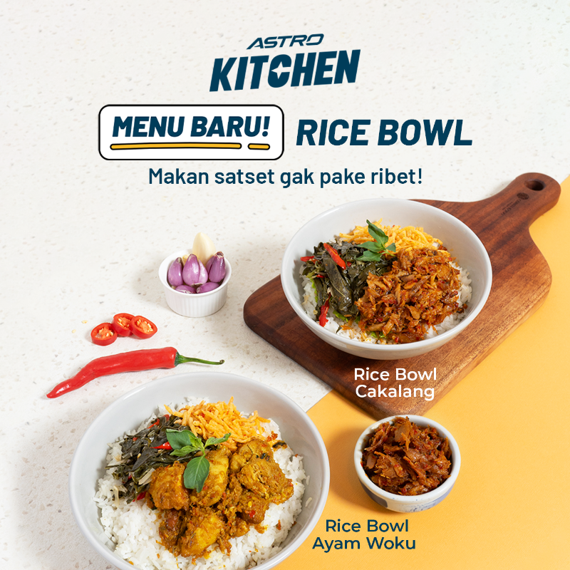 astronauts_id's tweet photo. ADA YANG BARU LAGI NIH DARI ASTRO KITCHEN!😨

Kalau kemarin Nasi Goreng sekarang ada menu baru yaitu Rice Bowl. Ada 4 varian rasa:
🍚Cakalang
🍚Ayam Woku
🍚Ayam Suwir Kuning
🍚Cumi Rica

Rasanya gak usah diraguin lagi, dijamin enak &amp; bikin ketagihan. Cuss #JajanSatSet sekarang!👇