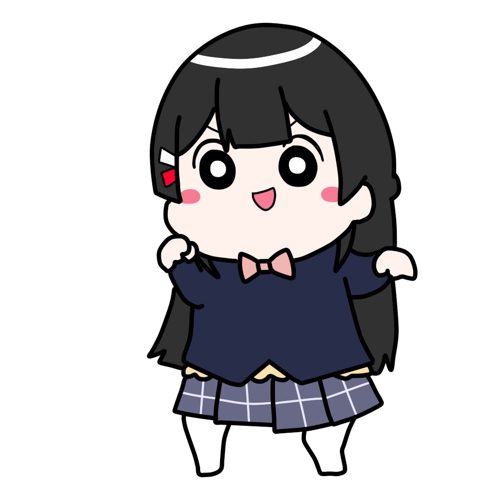 tsukino mito 1girl black hair skirt long hair solo chibi jacket  illustration images