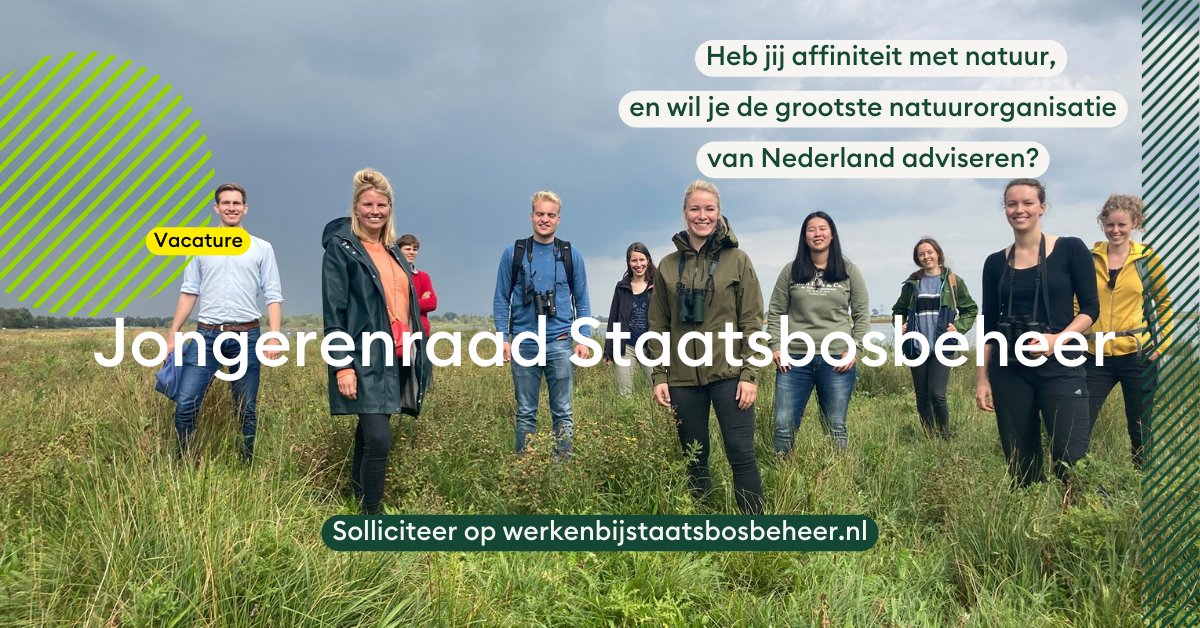 De Jongerenraad van Staatsbosbeheer is op zoek naar zeven studenten of young professionals om gevraagd en ongevraagd advies te geven! Ben jij tussen de 18 en 28 jaar? Check dan de #vacature ⤵️
bit.ly/3DMV7n7
