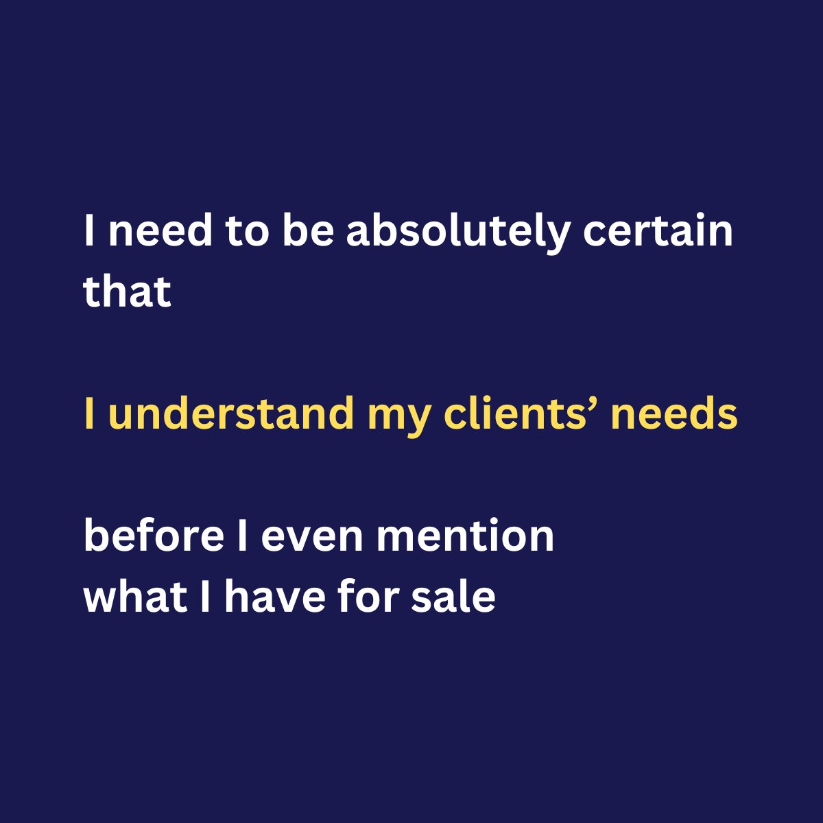 d_thesimplifier's tweet image. How to sell without selling my soul?

I need to be absolutely certain that I understand my clients’ needs before I even mention what I have for sale.

I found people who wanted to buy from me because they feel like I understand their needs, and they trust me.

#thesimplifier