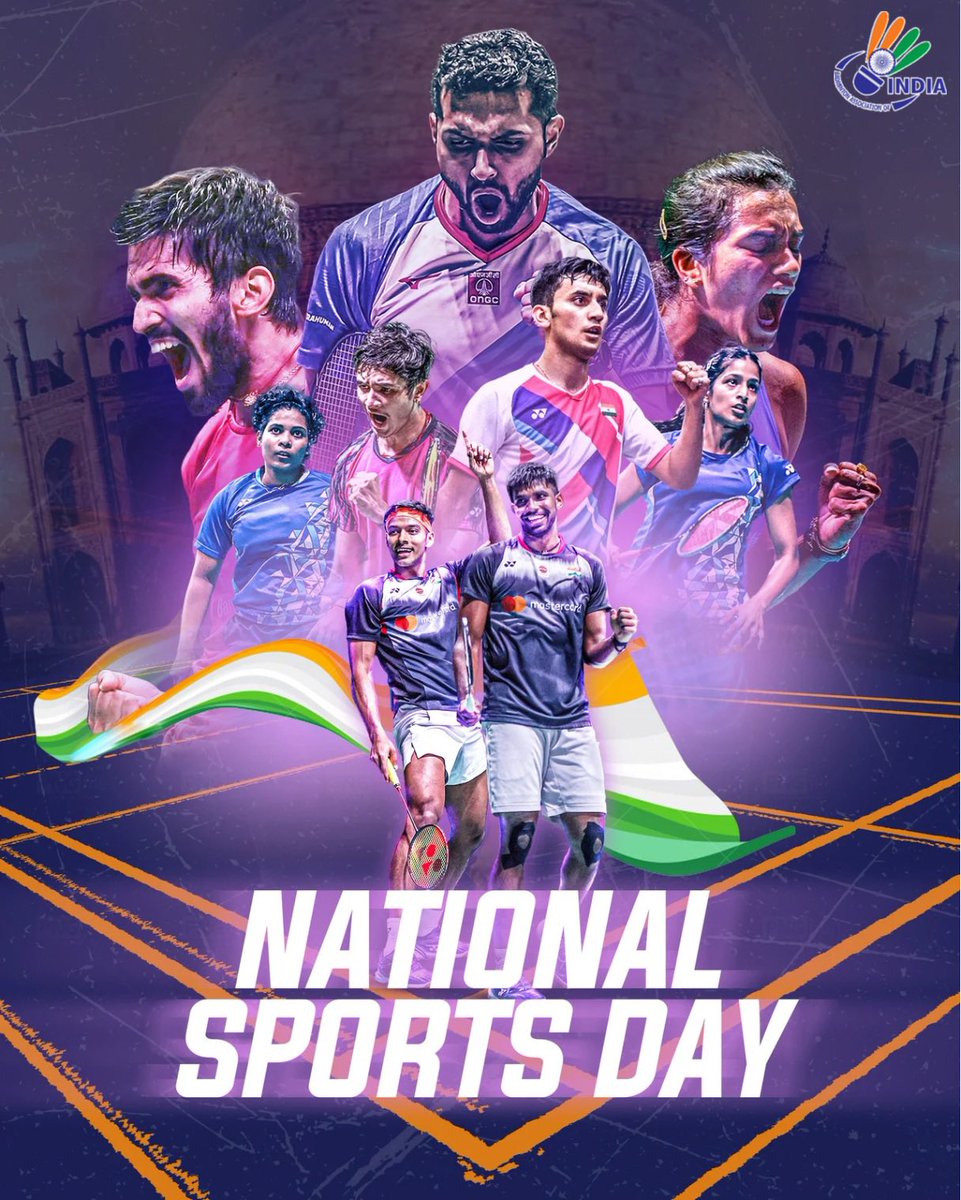 In the realm of rapid reflexes and graceful plays, we find our inspiration 🫡🔥 Wishing everyone a happy #NationalSportsDay 🥳 📸: @badmintonphoto #IndiaontheRise #BadmintonTwitter #Badminton