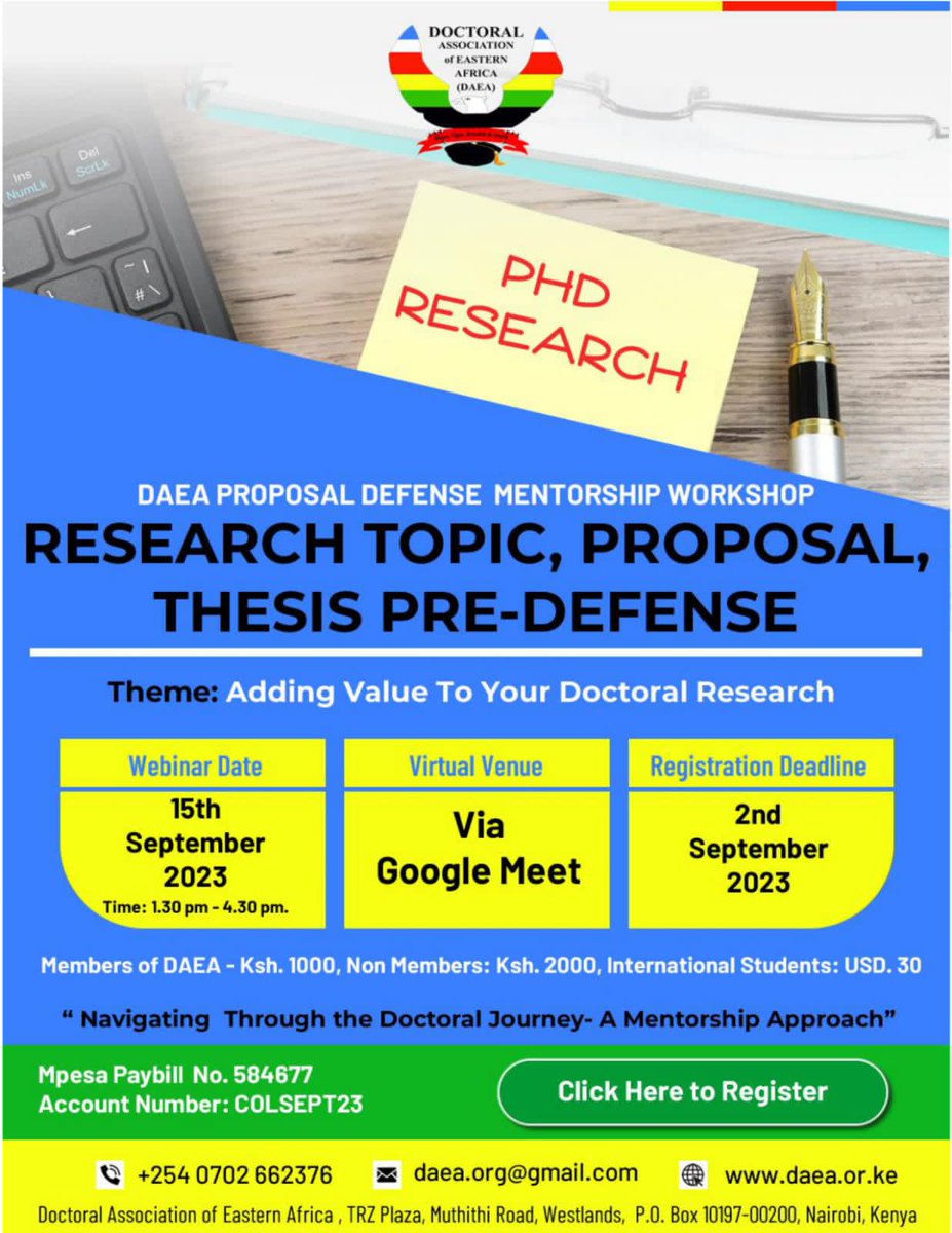 Do not miss out on this great  opportunity to learn and equip yourself for your #PhD defense #defense #thesis  docs.google.com/forms/d/1TqNbg…