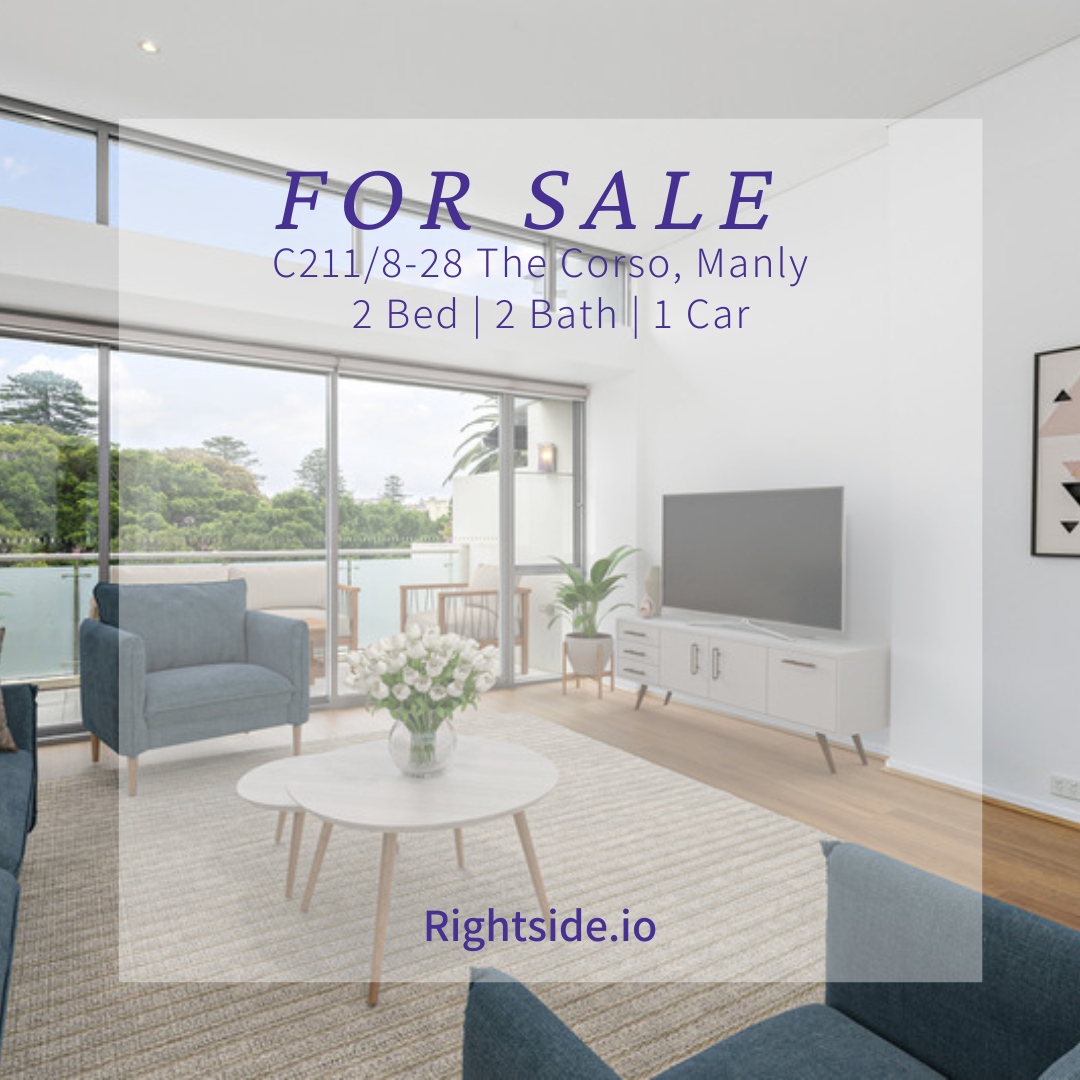 rightside_io's tweet photo. FOR SALE 💜 C211/8-28 The Corso, Manly ⁠🌤️ Picture yourself living in a “best-in-class” position above Manly’s vibrant Corso precinct with every amenity literally at your doorstep 🌊⁠ Contact Andrew Reynhout on 0412 324 400 or Max Rondini- Gilli on 0417 005 323 for information https://t.co/a1yHeyoQi7