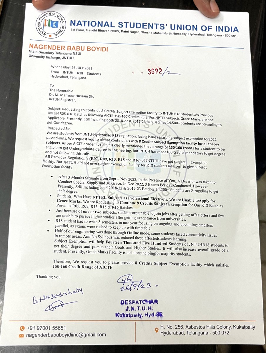 JntuFrontline's tweet photo. @KTRBRS @Kalagafdavrao Anna @KTRBRS Kindly Take Action on #JNTUH Registrar On this Partiality, 21,500+ @JNTUH_R18 Students are Struggling for #8Credits #JntuhSubjectExemption Since #9Months Kindly Intervene &amp; Forward this issue to @BrsSabithaIndra @NavinMittal We'r unable to Join Jobs &amp; Higher Studies https://t.co/0BmIwXiTqp