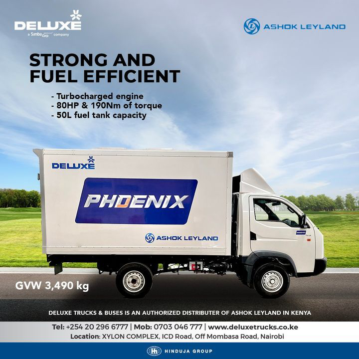 The Phoenix is absolute hauling perfection!
Light, strong, with a GVW of 3,490kg, it's making waves in the industry.
With a turboengine, generating 80HP and 190Nm, and good fuel efficiency it's the truck to beat! Learn more: deluxetrucks.co.ke /
0703046777