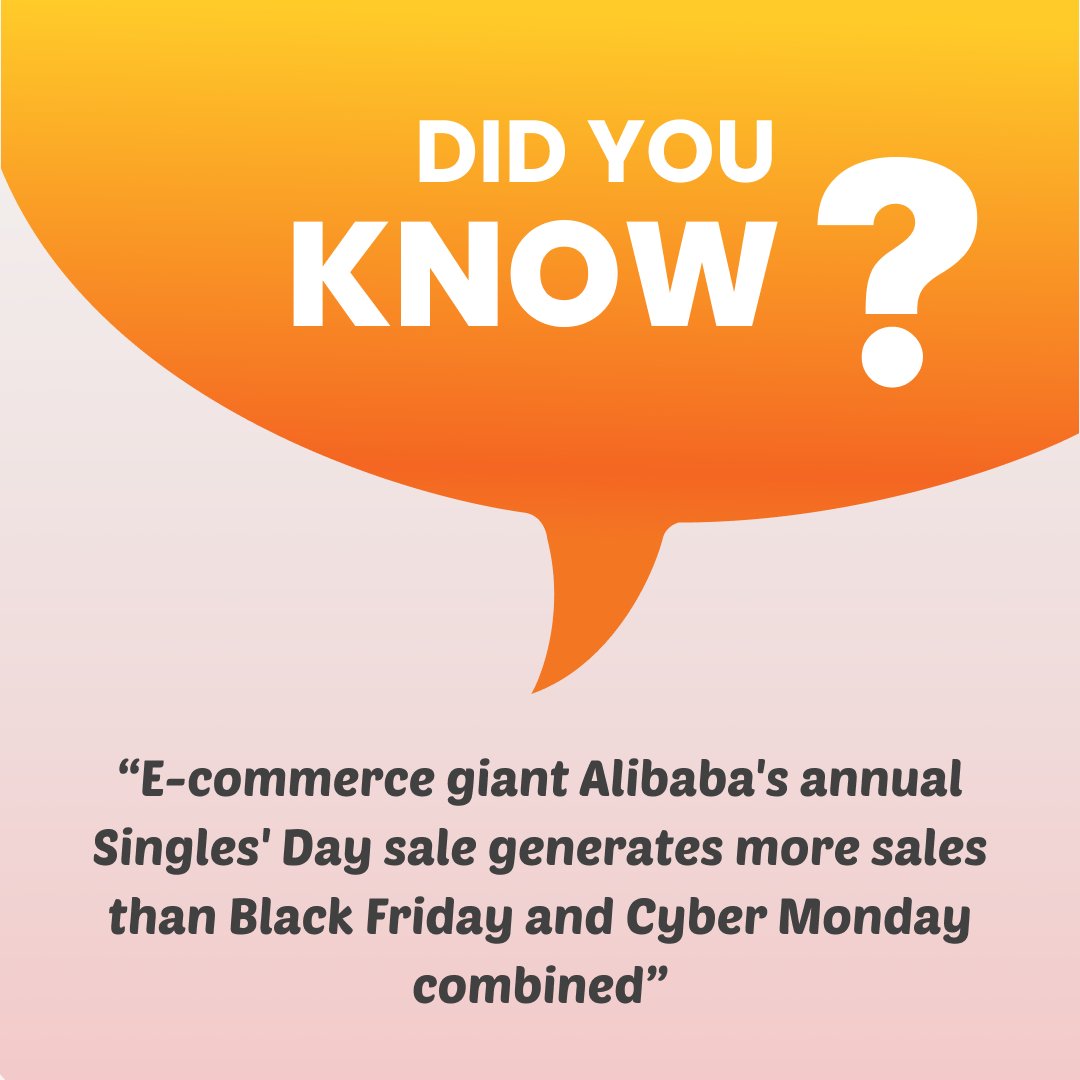 💥Did you know which e-commerce site's sales is more than of Black Friday and Cyber Monday?😱💸🛍️

#Ecommerce #AlibabaSale #ShopSmart #ShopSinglesDay #UnbeatableDeals #BlackFriday #CyberMonday #GeneralAwareness