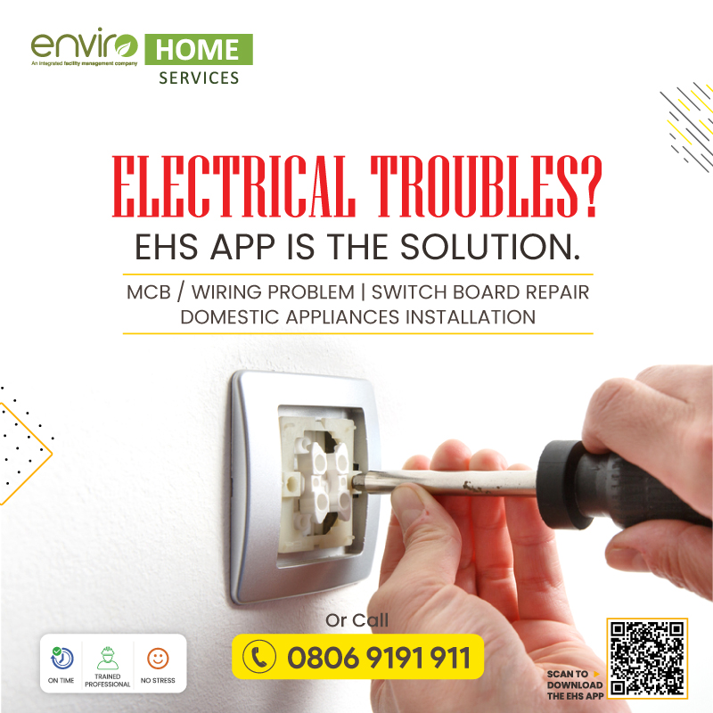 envhomeservices's tweet photo. #FlickeringLights? #FaultySockets? #WiringWoes?
Don’t fret! Call #EHSExperts.
Call: 0806 9191 911 or Download the #EHSApp Now: https://t.co/px6GrVrUdo
#EnviroHomeServices #EHS #LocalServices #Electrical #ElectricalServices #Electrician #Technicians https://t.co/oeLZ0zIXgY