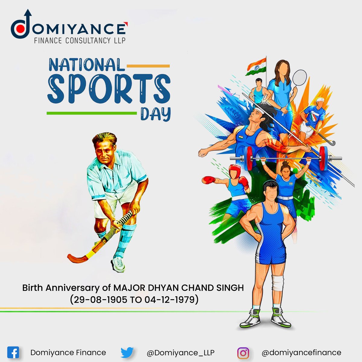 Domiyance_LLP's tweet photo. National Sports Day
#domiyance #domiyancefinance #sportswear #sportdays #DhyanChand https://t.co/8qZCZboV4O