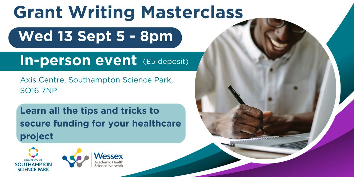 HIWessex's tweet image. Back from your annual leave? You won't want to miss this event 👇
Grant Writing Masterclass, Wed 13 Sept 5 - 8pm
Applying for grant funding can be tricky to navigate. You don’t have to struggle in the dark without any guidance.
Register now: buff.ly/4454MjH #SMEs