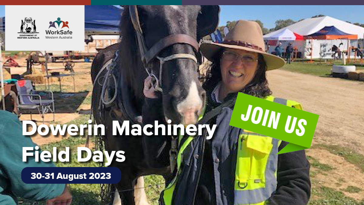 Our agriculture specialist Julii Gaunt is passionate about safety; especially on farms. She and her team will be helping to make sure the field day is a safe event and be there to answer your questions. Visit us in the pavilion. #DowerinMachineryFieldDays #agindustrywa #wafarmers