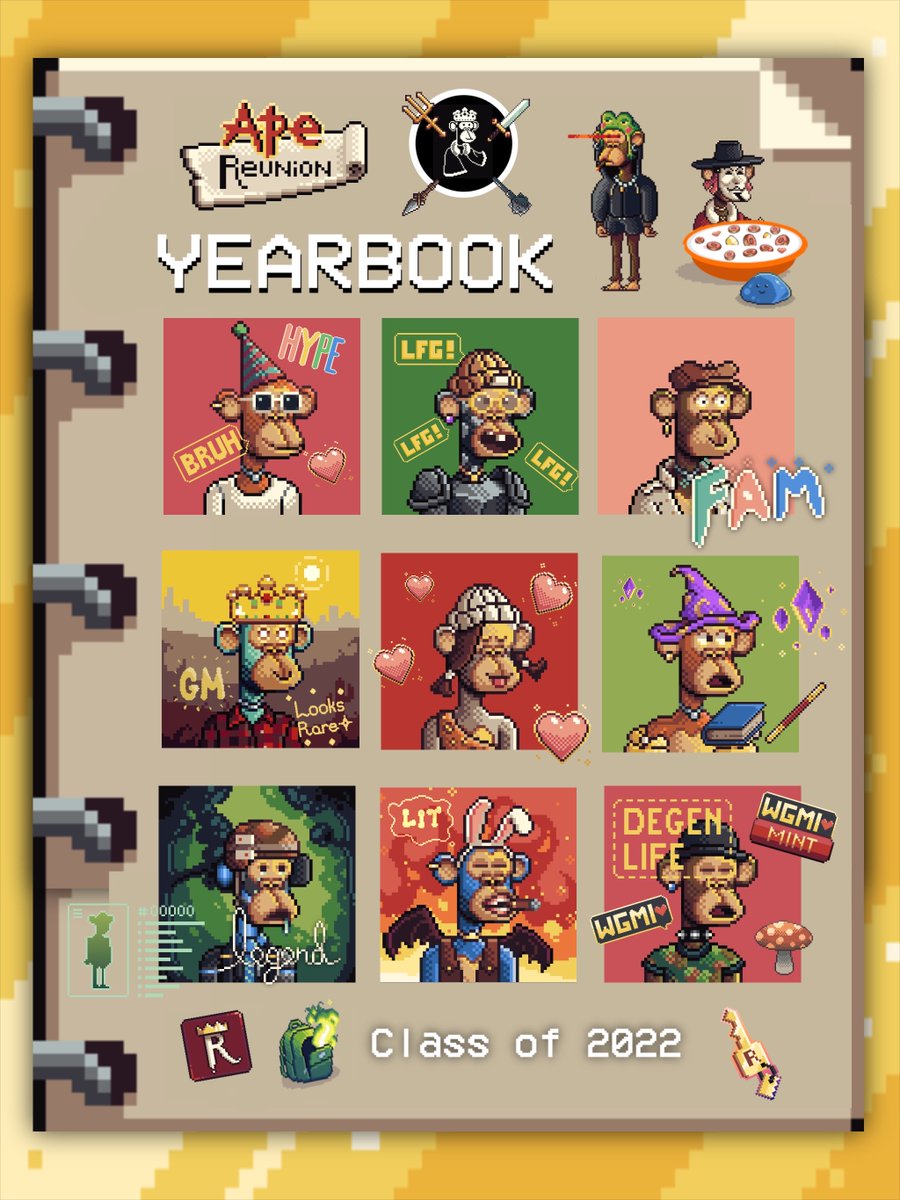 Now the amazing new #ReunionSpecies are revealing, gotta show love to the <a href="/ApeReunion/">Ape Reunion</a> OG class of 2022, graduating with honours! 💕🫶

Appreciation for <a href="/RugDoctorApe/">rug</a>  #ReunionSpecies 

 💟 #ReunionStudio