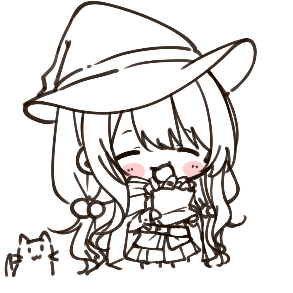 1girl closed eyes hat solo chibi ^ ^ witch hat  illustration images