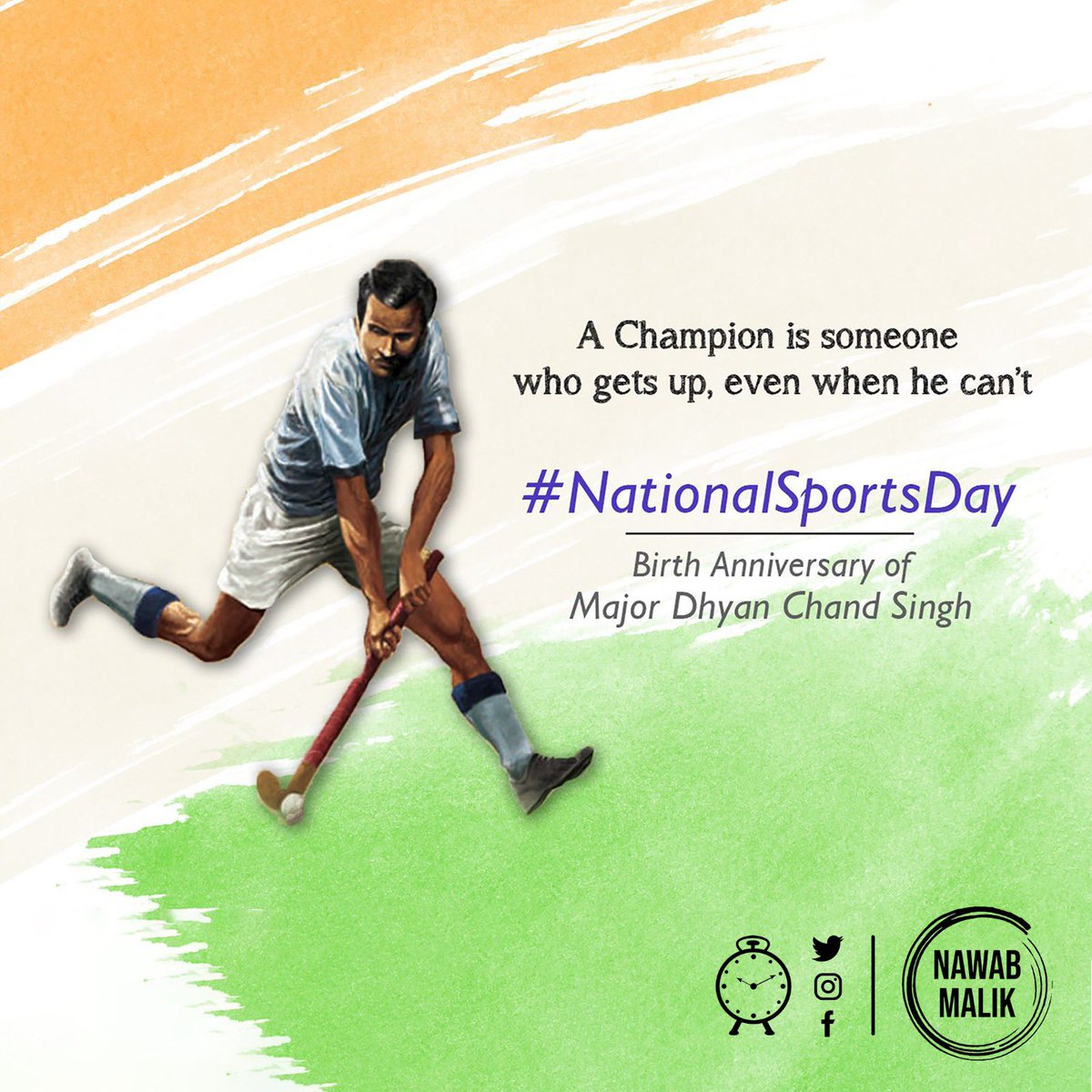 हॉकी के जादूगर कहे जाने वाले विश्व हॉकी के खिलाड़ी मेजर ध्यानचंद जी की जयंती पर शत्-शत् नमन। साथ ही सभी खिलाड़ियों को राष्ट्रीय खेल दिवस की हार्दिक शुभकामनाएं। #NationalSportsDay