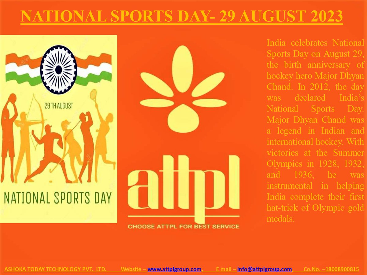 attplgroup's tweet image. #ATTPL#&quot;A Day to Embrace the Power of Sports: Recognizing the sweat, sacrifices, and unity that make our nation proud. Happy National Sports Day! 📷📷📷 #UnitedBySports #VictoryInUnity&quot;#ASHOKA TODAY TECHNOLOGY PVT.LTD.#