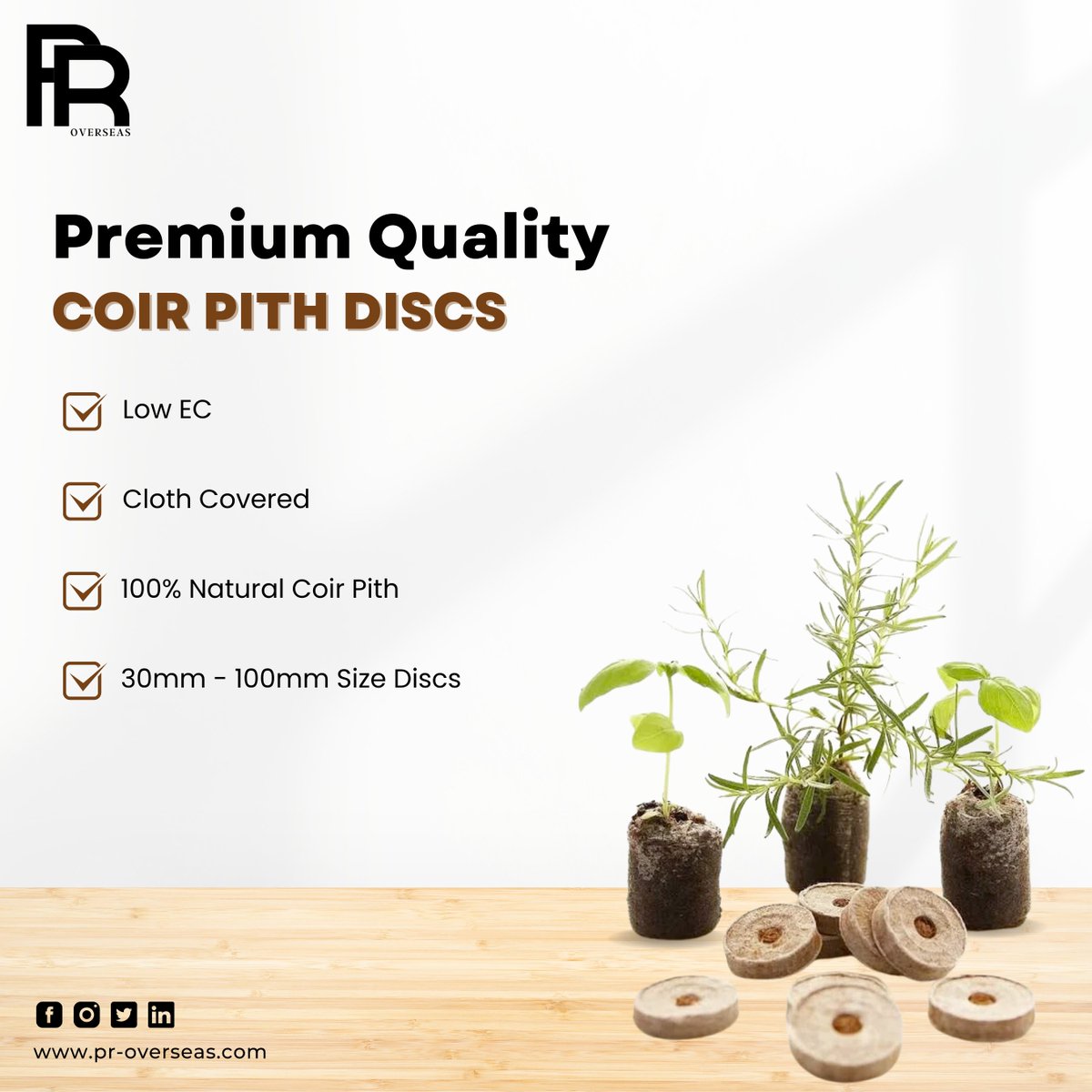 Elevate your gardening game with PR Overseas' premium Coir Pith Discs. Embrace the natural choice for your plants' well-being. 🌱✨
.
.
#proverseas #coirpith #premiumcoirpith #gardenexcellence #naturalplantcare #greenthumbsup