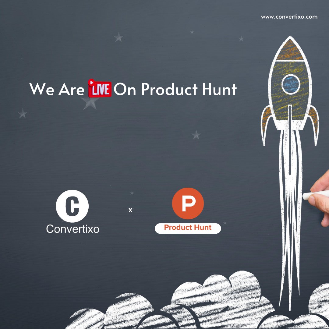 convertixo's tweet photo. Only one day away from the Convertixo  Product Hunt launch 🚀. 

I am very excited for the launch. Till now, 27 people have pressed the bell icon. It will be really great if we can get your support on the launch day tomorrow at 12:30 pm IST. https://t.co/33lpKKATO0