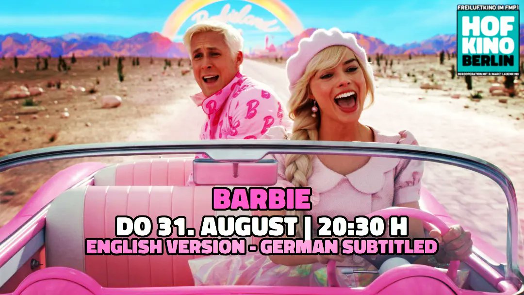 Unser Wochenprogramm:

29. August WEIZENBAUM. REBEL AT WORK (Indoor)
30. August SONNE UND BETON
31. August BARBIE (OmdU)

<a href="/JWI_Berlin/">Weizenbaum-Institut</a> <a href="/rosaluxstiftung/">🔴 Rosa-Luxemburg-Stiftung</a> <a href="/FMP1_Berlin/">FMP1</a> #weizenbaum #sonneundbeton #BarbieMovie #freiluftkino #berlin #friedrichshain #openairkino #gehtmehrinskino