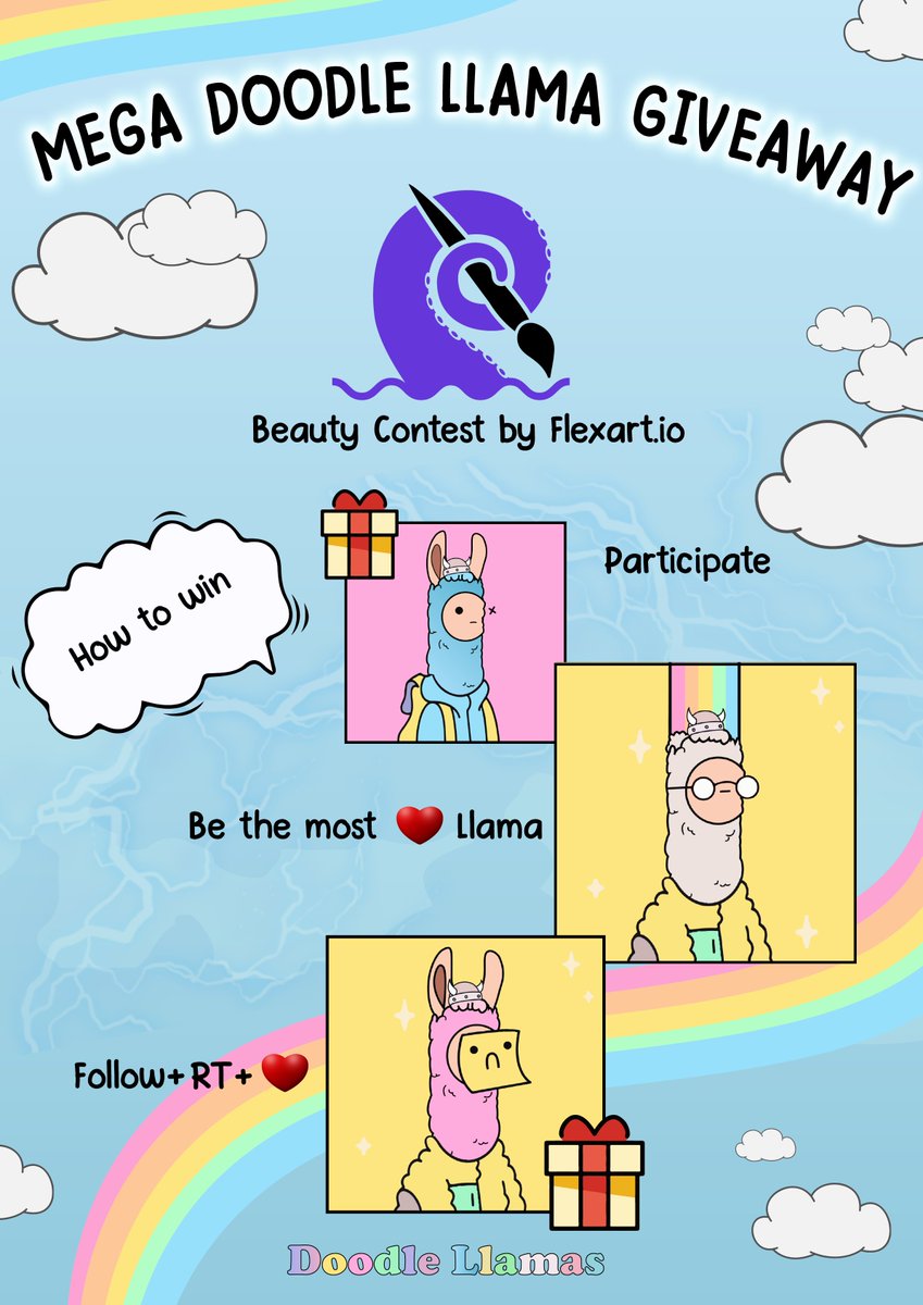 🦙🟪COLLAB GIVEAWAY🟪🦙

LamaInuC x Flexart

🎁  Doodle Llama #1369

How to entry
✅ Follow <a href="/LamaInuC/">Lama Inu Collectiva 🦙</a> + <a href="/flexart7/">flexart.eth</a>
✅ RT+ 💜
✅ Tag 3 frens

⏰ 48hrs

Contest info :
discord.com/invite/zQs5Ntk…

#NFTGiveaway #PolygonNFT
#PushingP #Llamarmy