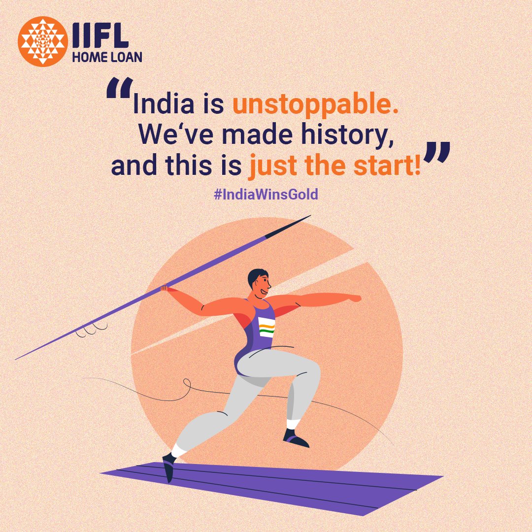 IIFLHomeLoan's tweet photo. This is a reminder that if you dream high and aim big you can achieve anything. 

Congratulations India! We bought gold home and created history!🥇 

#IndiaWinsGold #JavelinThrow #Javelin #India #Congratulations #Gold #SapnoKoSachKarneKaSeedhaRaasta https://t.co/cqDeqfEWmA