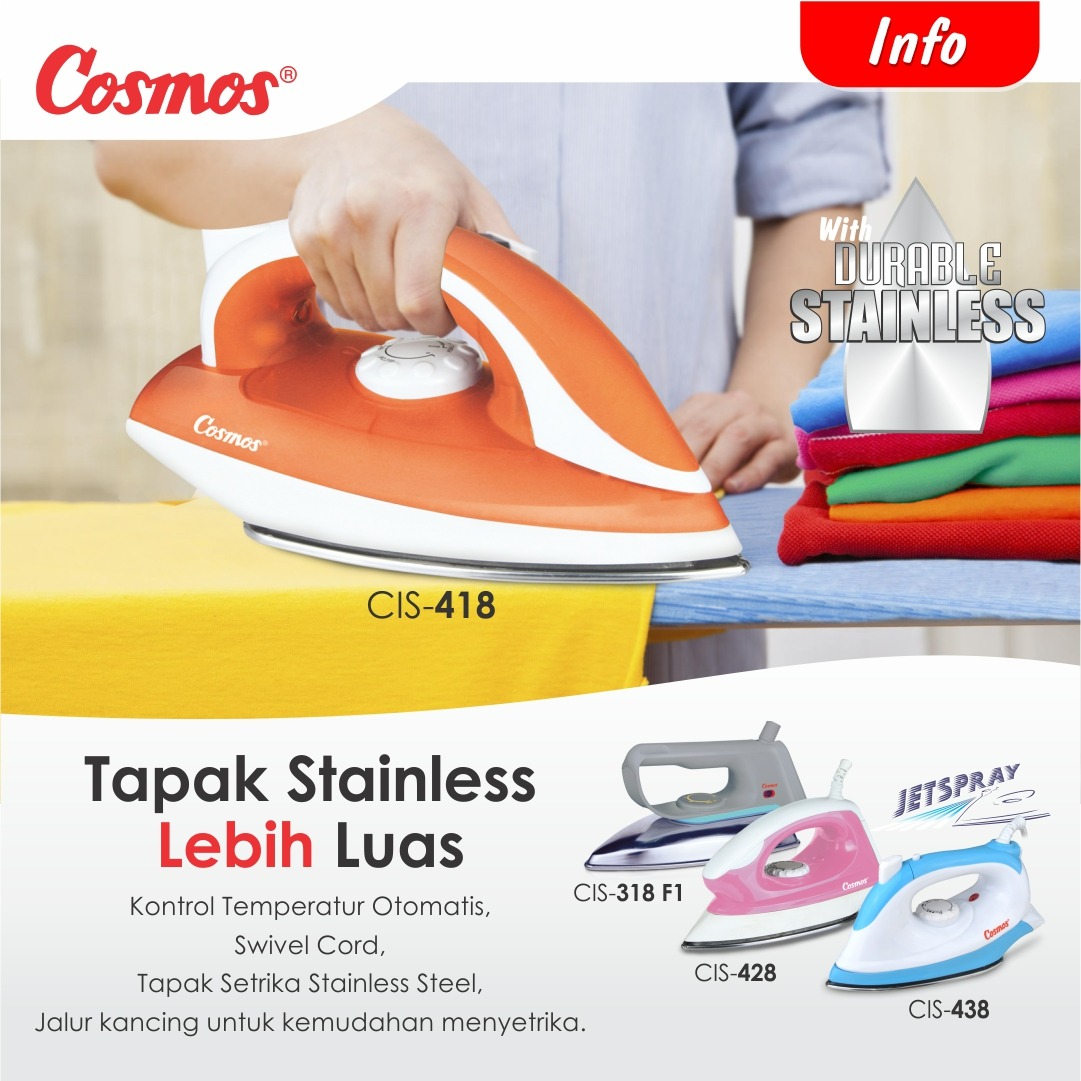 cosmosonline's tweet photo. Warna setrika favorit keluarga Cosmos yg mana ni? Coba komen yaa..
Selain tapaknya stainless steel yang pastinya menghantarkan panas lebih cepat, setrika Cosmos ini kabelnya juga puaanjang banget loh, jadi nyetrikanya lebih gampang &amp; cepat.

#BanggaCosmos #Setrika #Setrikacosmos https://t.co/7Tn1FbDM7w