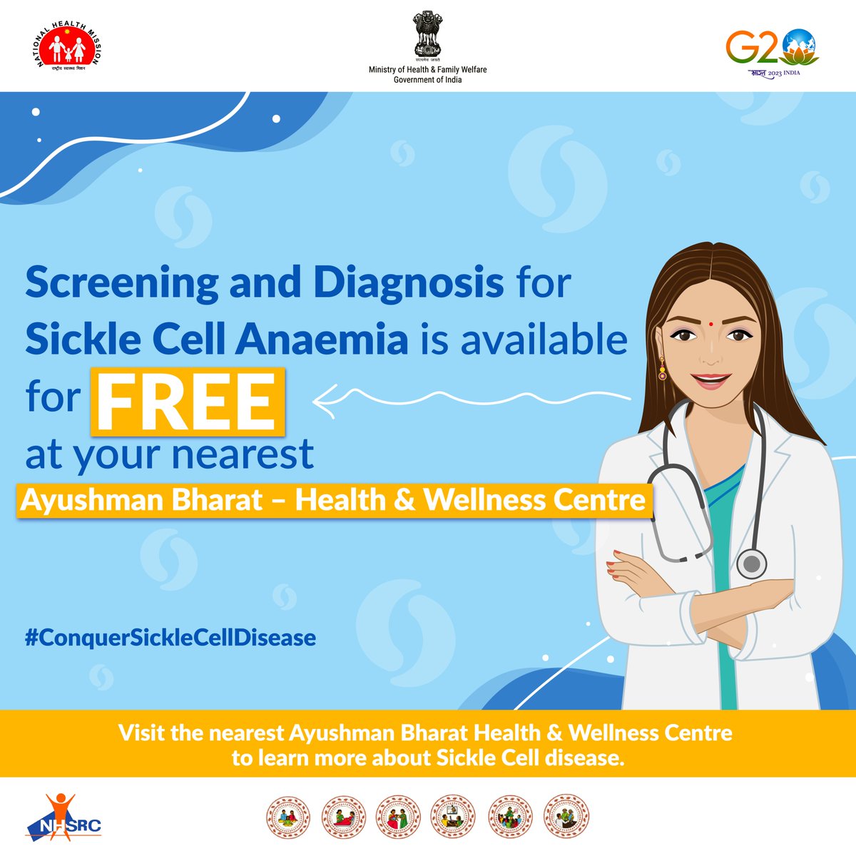 If you have symptoms or want to learn more about #SickleCellDisease, visit your nearest #AB_HealthandWellnessCentre. #ConquerSickleCellDisease @mansukhmandviya @DrBharatippawar @PMOIndia @MoHFW_INDIA @mygovindia @NITIAayog @NHSRCINDIA