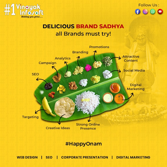 vinayakinfosoft's tweet photo. Is your brand craving for a Brand Sadhya? 😋

This Onam, savor the true essence of growth with our range of services like digital marketing, online presence management, and more.
https://t.co/Ejatcmb3nL
#Onam https://t.co/1oeRUfXXVo
