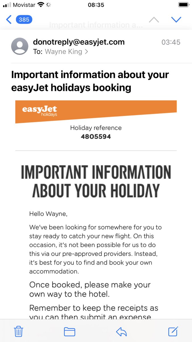 wking2309's tweet photo. @easyJet following cancelled flight from Palma -you have booked me on a flight to manchester - i live in Southend - you tell me at 3.45am you cannot find me a hotel - I am now trying to find one as all are sold out - no one answering phone #itvnews #bbcnews #skynews https://t.co/yIfdCnU6hI