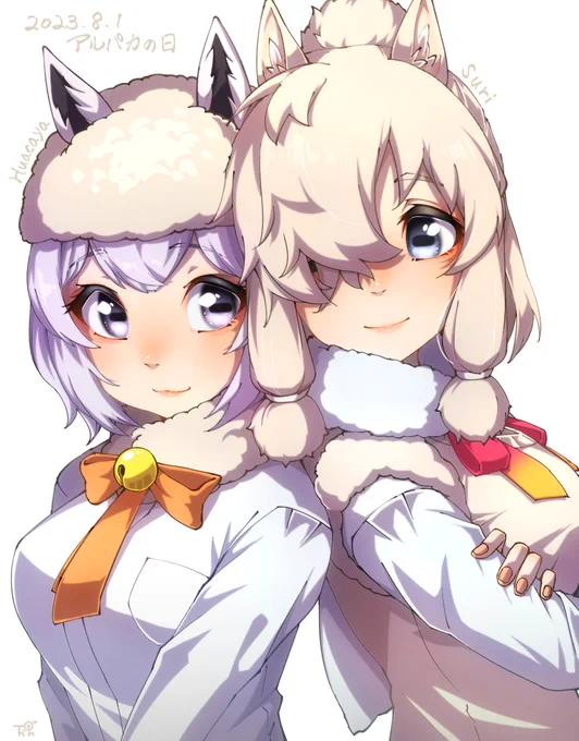 #今月描いたイラストを晒そう今月は二人組のバストアップくらいのイラストよく描いてた!アルパカさん達にウマ娘ちゃん達! 