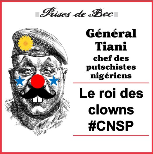 AsmaKoma63885's tweet photo. Auto-dérision du matin pour le #CNSP et le GAL #Tiani ? 🤔
#Niger #Niamey #Mali #Bamako #Burkina #Ouagadougou #NigerCoup #Corruption #Mutinerie #Cupidity
#Russia #WagnerGroup #Prigozhin #Prigojine #Putin
#Kountche https://t.co/2eVWIzXA23
