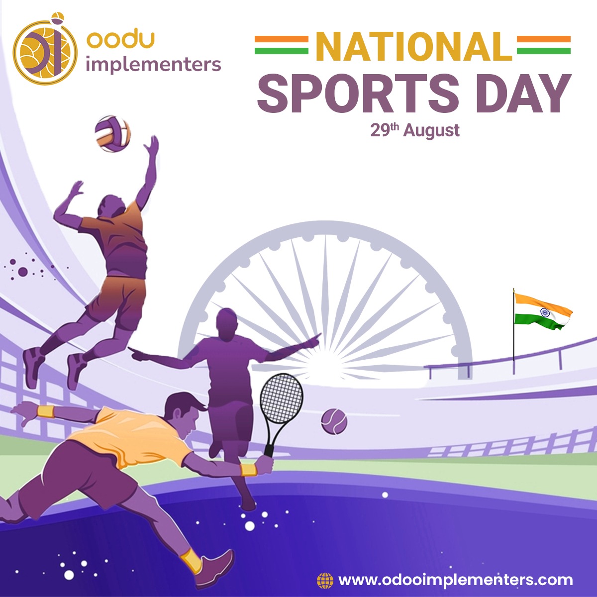 Oodu6's tweet photo. Oodu Implementers wishes everyone a Happy National Sports Day.
National Sports Day falls on August 29th, honoring Indian hockey legend Major Dhyan Chand's birthday.
#OI #OoduImplementers #OoduImplementersinCoimbatore #NationalSportsDay #KheloIndiaYouthGames #sportsday2023 https://t.co/zEWlINdbTp