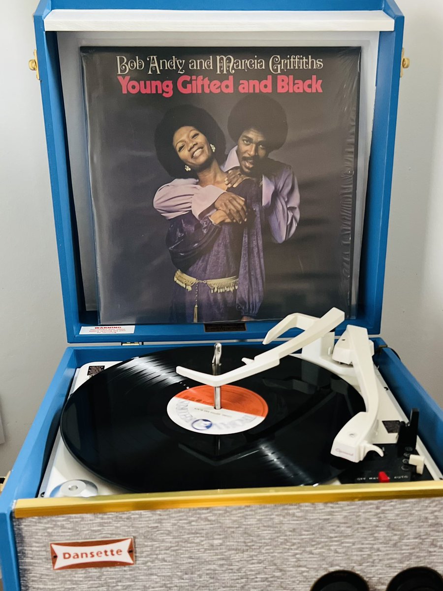 #NowPlaying at the Art Gallery #BobAndyAndMarciaGriffiths #YoungGiftedAndBlack #Dansette #Trojan