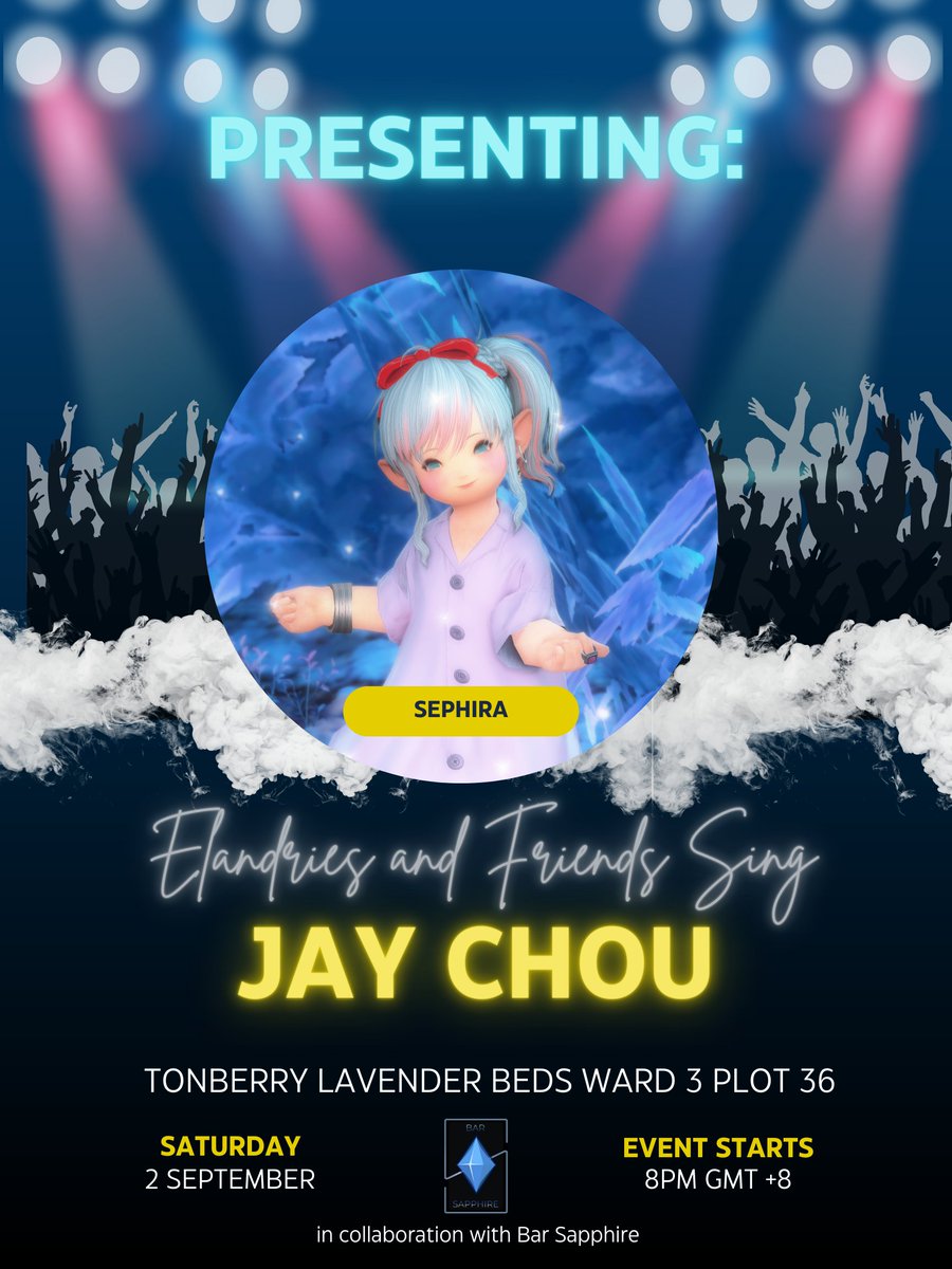 ElandriesR's tweet photo. Fuyuka and Sephira will be joining me on stage this weekend with favorites like 珊瑚海 and 藉口! I'm personally looking forward to hearing them!
#FinalFantasyXIV #ElementalDC #EAFS #JayChou https://t.co/Hxk8HOO1cD