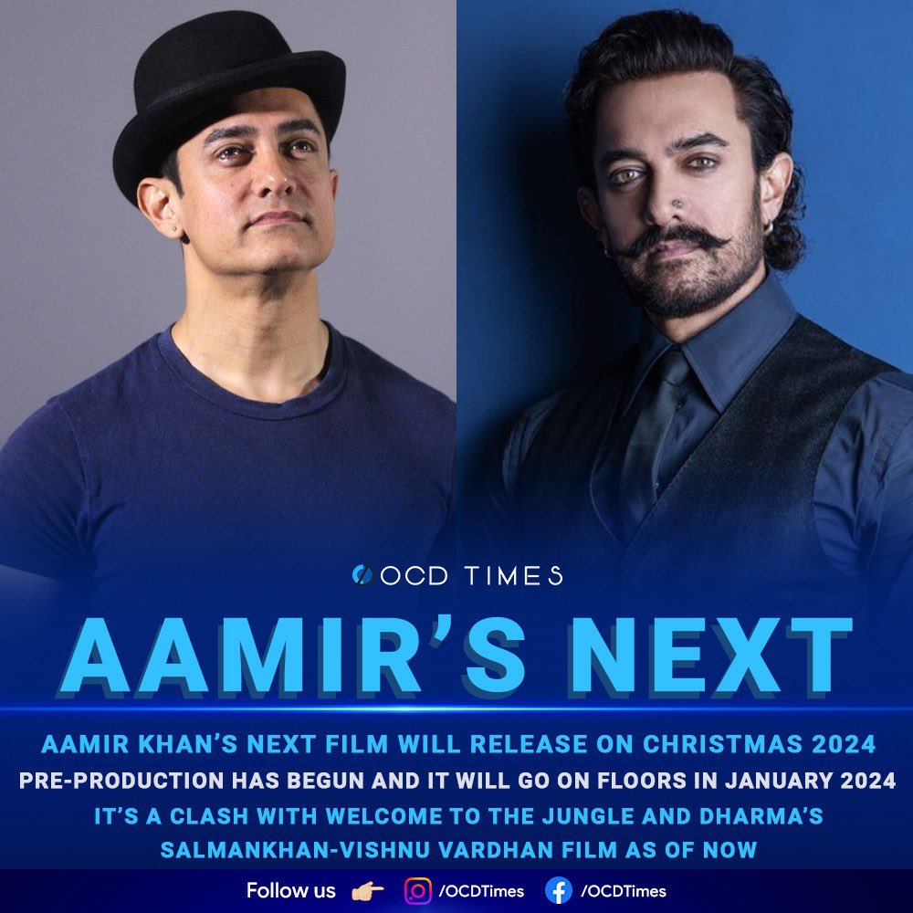 Title, plot, director, all will be revealed in due time.
.
#OCDTimes #Bollywood #BollywoodFilm #AamirKhan #AamirKhanProductions