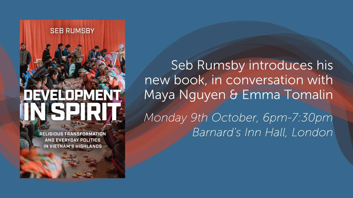 📢This October, <a href="/_ISRF/">ISRF</a> will be launching Seb Rumsby’s important new book, 'Development In Spirit'.  Hosted by <a href="/LSCornelissen/">Lars Cornelissen</a>, with responses from
@ngmai_23 &amp; <a href="/ETomalin/">Emma Tomalin</a>!  
9 October, 6pm-7:30pm at <a href="/GreshamCollege/">Gresham College</a>'s Barnard's Inn Hall.  

More Info here 👉isrf.org/events/book-la…