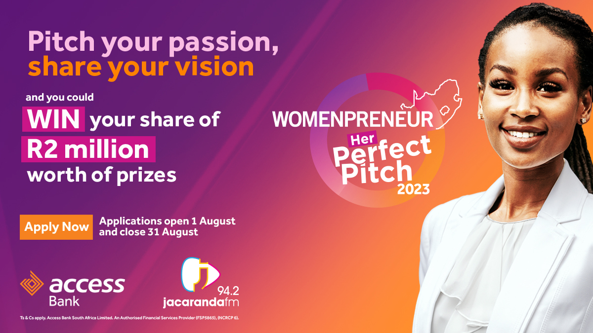 [REGISTER] This Women’s Month, two big brands, <a href="/accessbank_sa/">Access Bank South Africa</a> and <a href="/jacarandafm/">Jacaranda FM</a>, join hands to elevate businesswomen in South Africa by helping refine #HerPerfectPitch and win over R1 million in business assistance. 
#Womenpreneur 2023. Register here:  buff.ly/3vW53HN