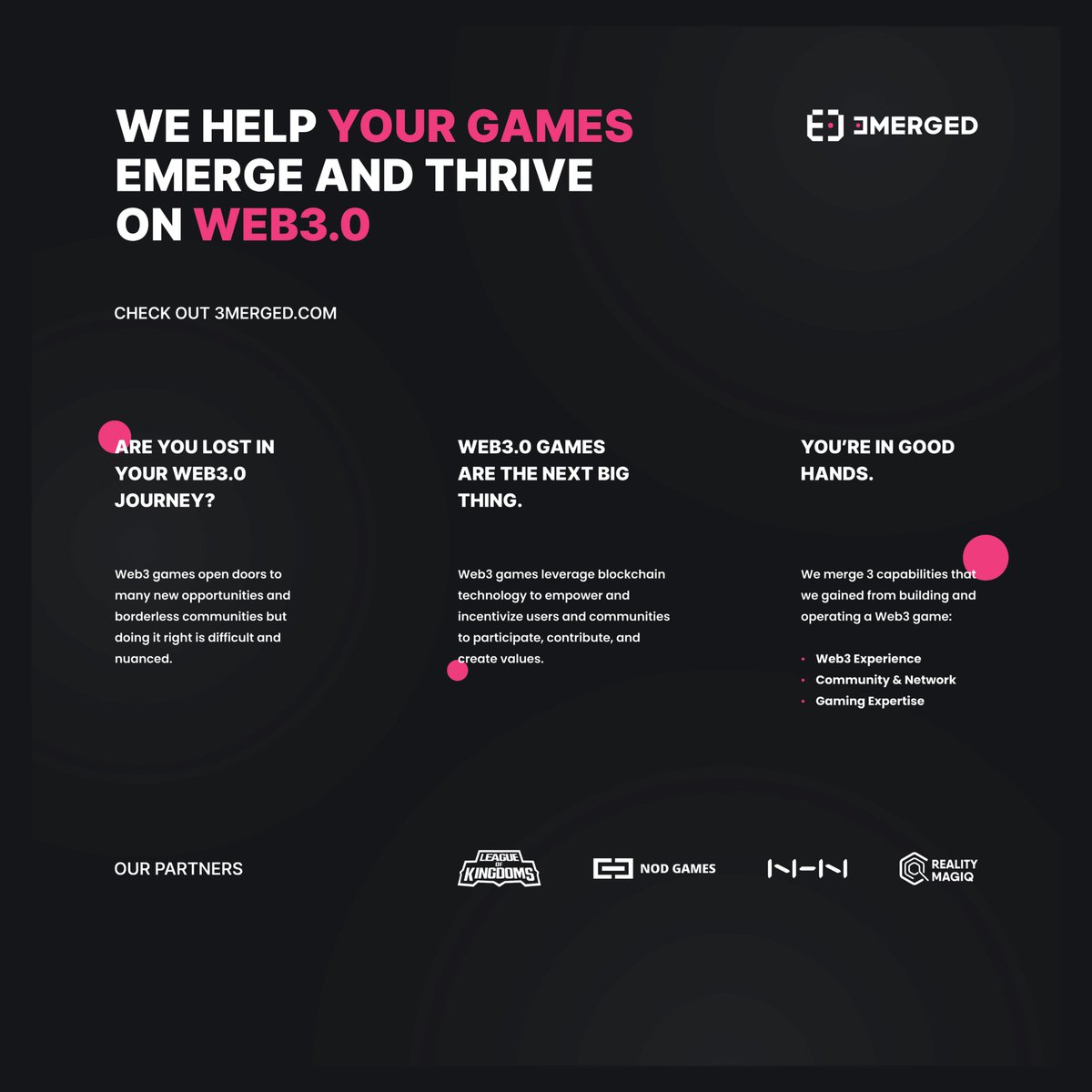 3merged_HQ's tweet photo. Hello World! 
We are 3MERGED, Web3 native game publisher🔥 https://t.co/O0k0d2ZhGD