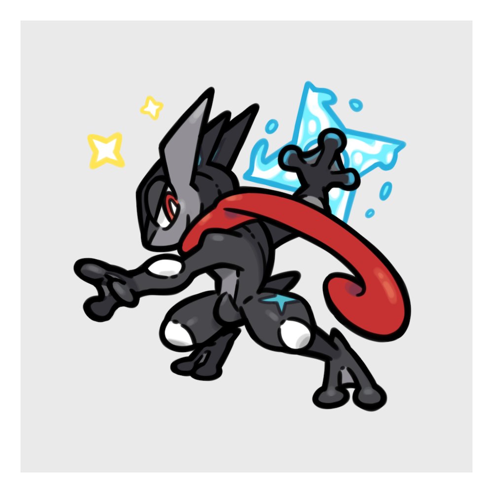 pokemon (creature) solo shuriken no humans red eyes simple background full body  illustration images