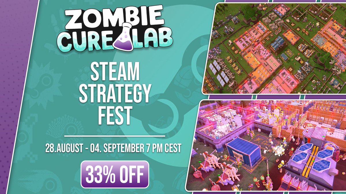Profit now - up until 04th September you can profit from a 33% discount on Zombie Cure Lab on Steam. 
store.steampowered.com/app/1620290/Zo…